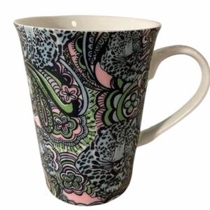 Lilly Pulitzer Coffee Tea Mug Lead A Colorful Life Pink Green Hidden Leopard
